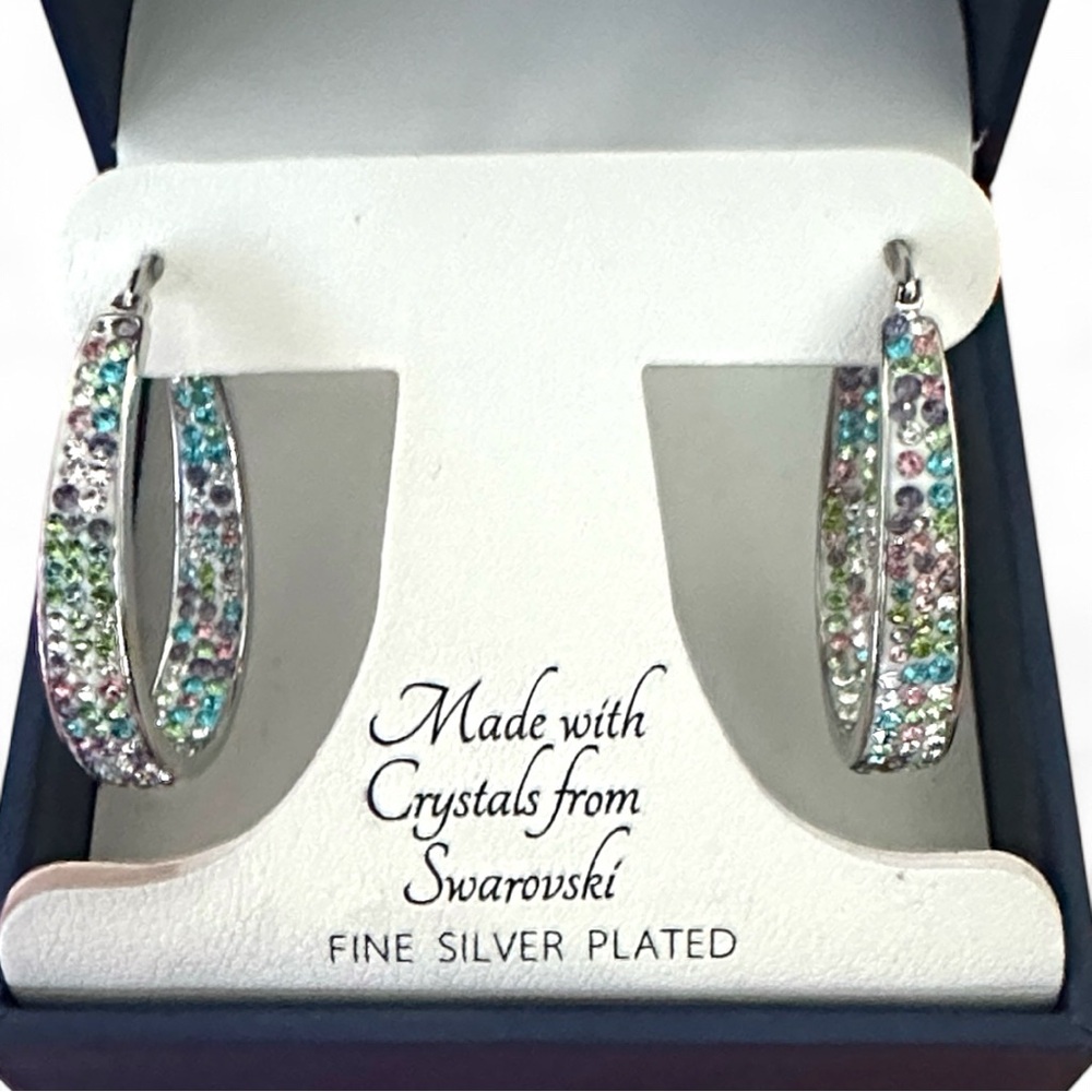 Swarovski Multicolor Crystal Silver Earrings